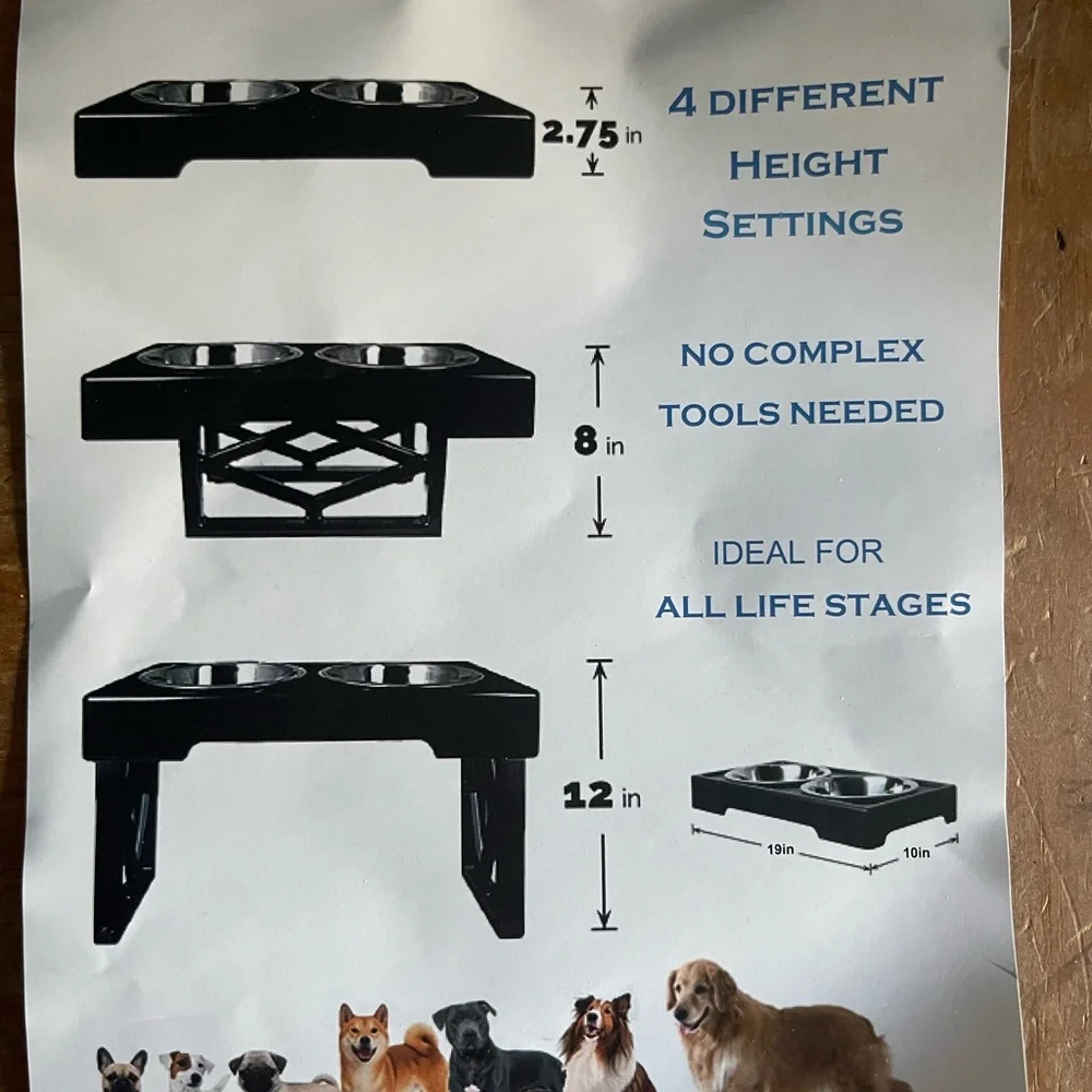 Adjustable Black Pet Feeding Station